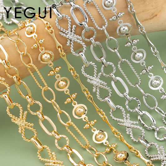 YEGUI C283,diy chain,pass REACH,nickel free,18k gold rhodium plated,copper metal,diy bracelet necklace,jewelry making,1m/lot