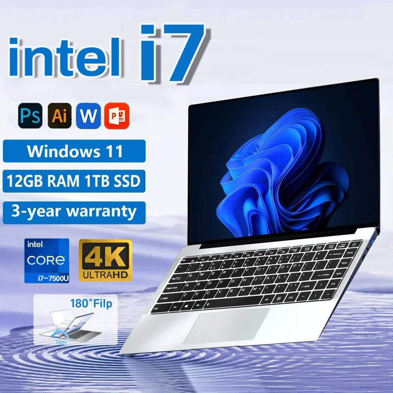 Windows 11  Office Laptop  intel core i7-7500U/intel Atom x7 A3950 12GB RAM 1TB/2TB SSD 4K HD  NoteBook Study Laptops