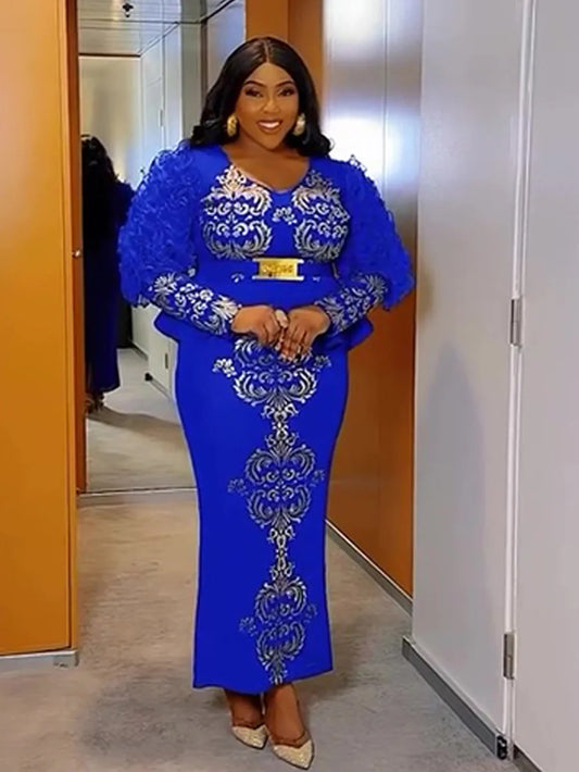 African Dresses for Women 2025 Fashion Plus Size Sequin Evening Party Long Dress Dashiki Ankara Outfits Robe Africa Clothing