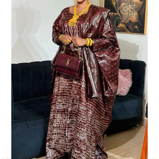 African Printed Riche Long Dresses For Nigeria Women Ankara Wedding Dashiki Robe Boubou Clothing Women Long Dress Guipure Robe