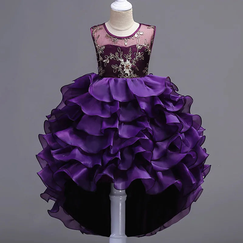 Baby Girls Princess Lace Flower Wedding Christmas Party Tutu Dress Children Kids Elegant Vestidos for 4-15Years Teenager Wear