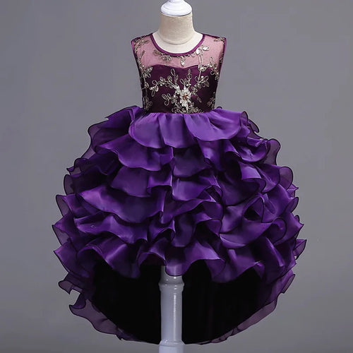 Baby Girls Princess Lace Flower Wedding Christmas Party Tutu Dress Children Kids Elegant Vestidos for 4-15Years Teenager Wear