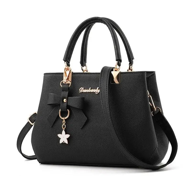 Women Messenger Bags With Flower Pendant Office Ladies Fashion Totes Pure Handbag For Female New Crossbody Shoulder Bags