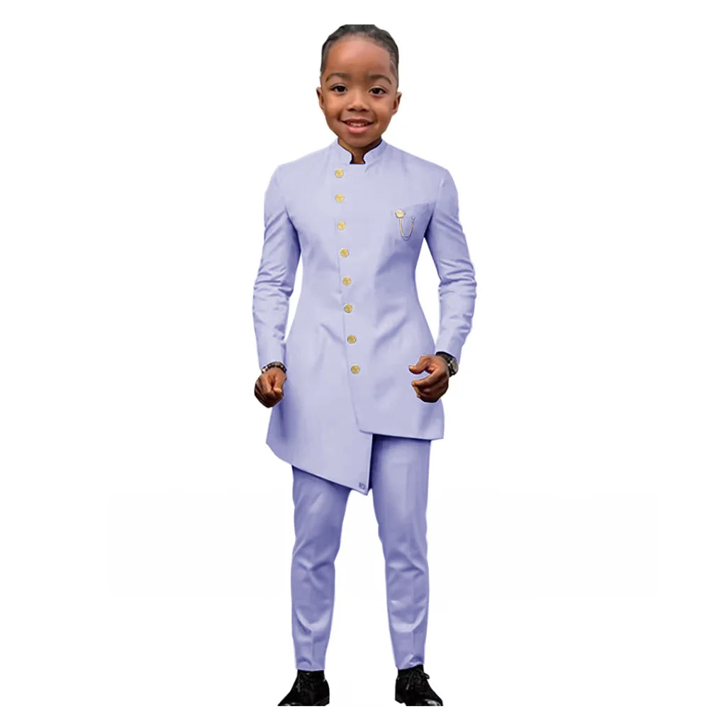 African Boys Suit 2 Piece Set (Jacket+Pant) Long Blazer for Kids Wedding Tuxedo Custom Size Boys Blazer