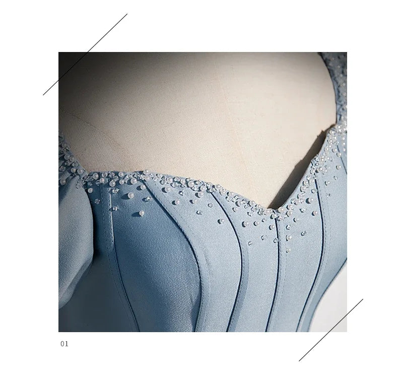 BeitifuBaby Palace Style Women's Evening Dresses Light Luxury Satin Lace-up Slimming Banquet Ball Gown Skirt Prom Dress Vestidos