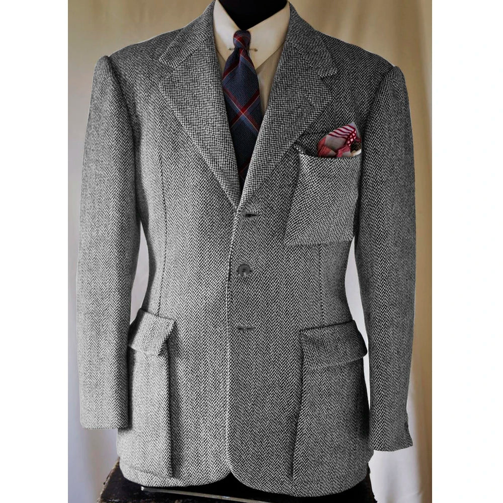 Jackets Man Winter Men's Winter Men's Herringbone Pattern New Jacket Single Breasted Casual High Quality Jacket Outerwear Autumn