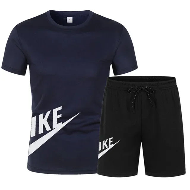 2025 Summer Sports Men's Suit Running 3d Printed Top Casual T-shirt + Shorts 2-piece Jogging Breathable Quick-drying Clothing