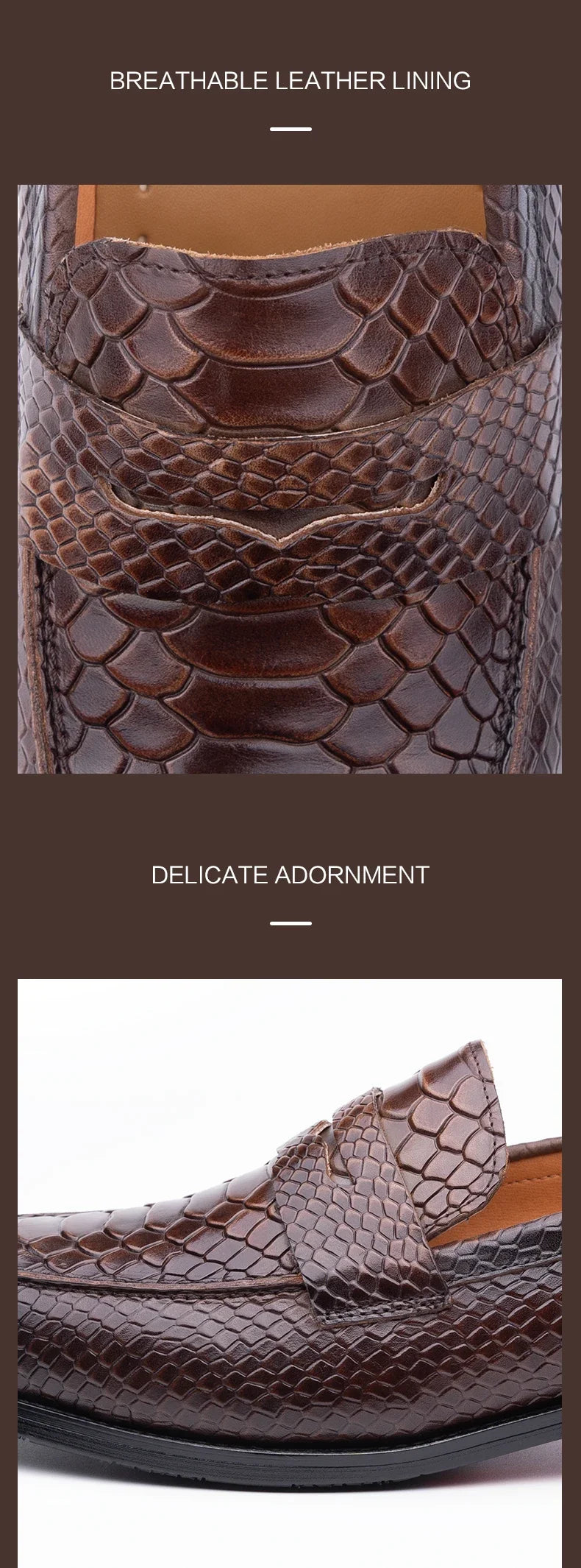 Slip on Penny Loafer Men Fashion Snake Pattern Leather Shoes Driving Footwear Handcraft Custom Popular Business Shoes for Men