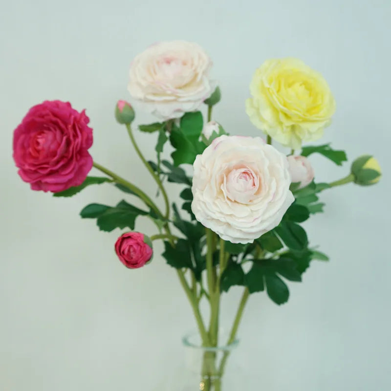 4Pc Hand Feel Moisturizing 3Heads Dew Lotus Artificial Real Touch Flowers Wedding Decor Bridal Bouquet Home Decoration Ornaments
