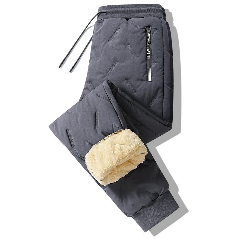 Winter Pants Men Faux Fleece Lined Sweatpants Keep Warm Thicken Jogger Pants Outdoor Waterproof Sherpa Pants Men Trousers 2025