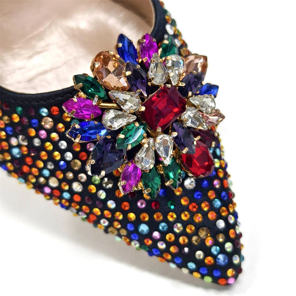 Venus Chan Nigerian Women Heel Party Ladies Italian Design Shoes And Bag Set Decorated with Rhinestone Handbag Wedding Party