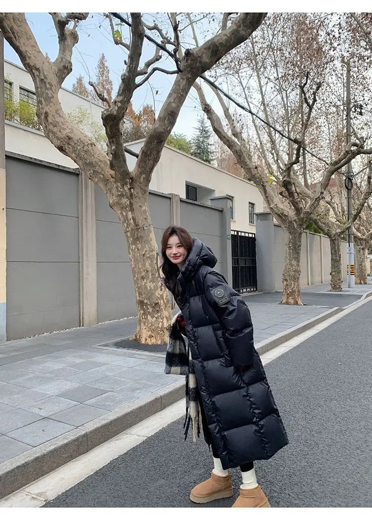 Winter Women Clothing Warm Long Parka Thick Over-the-knee Puffer Jacket Zipper Black Cotton-padded Coats Windproof Jackets New
