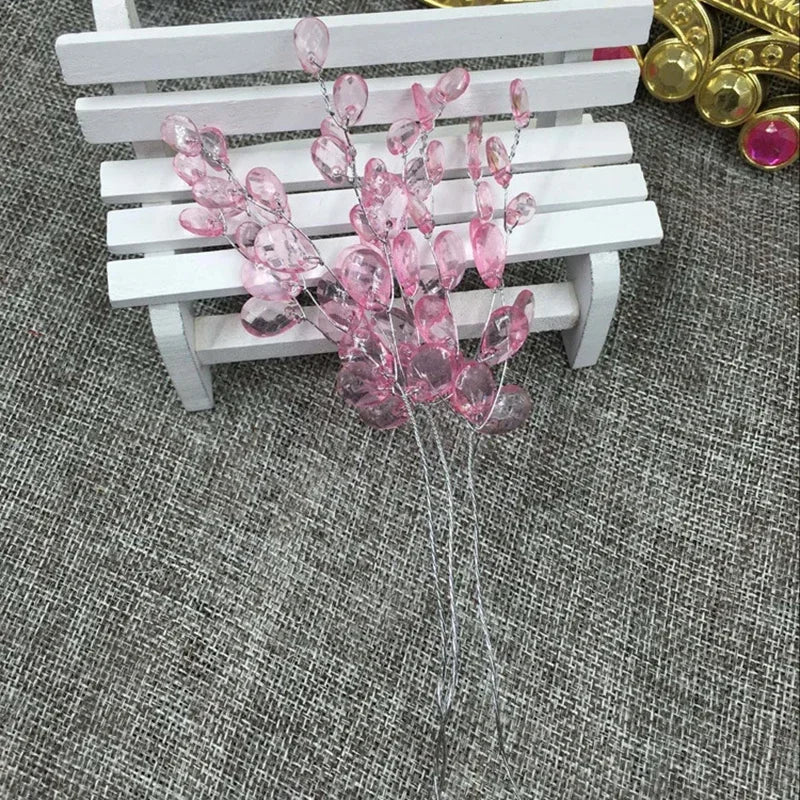 20Pcs Acrylic Flower Branch Artificial Flower Bouquet Crystal Flowers Colorful String Wedding Party Home Craft Decoration Crafts