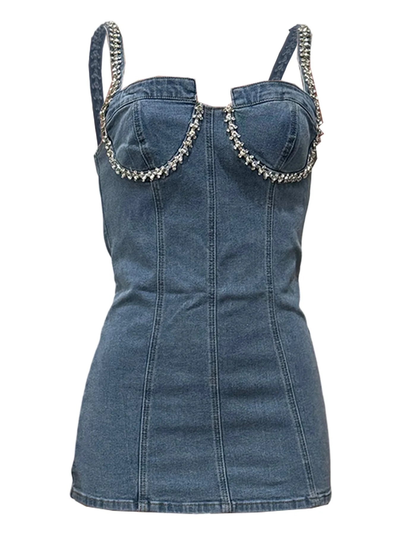 Camisole Dress Sexy Sleeveless Women Denim Dresses Solid Spliced Sheath Slim Washed Distressed 2025 Summer Wrap Buttocks