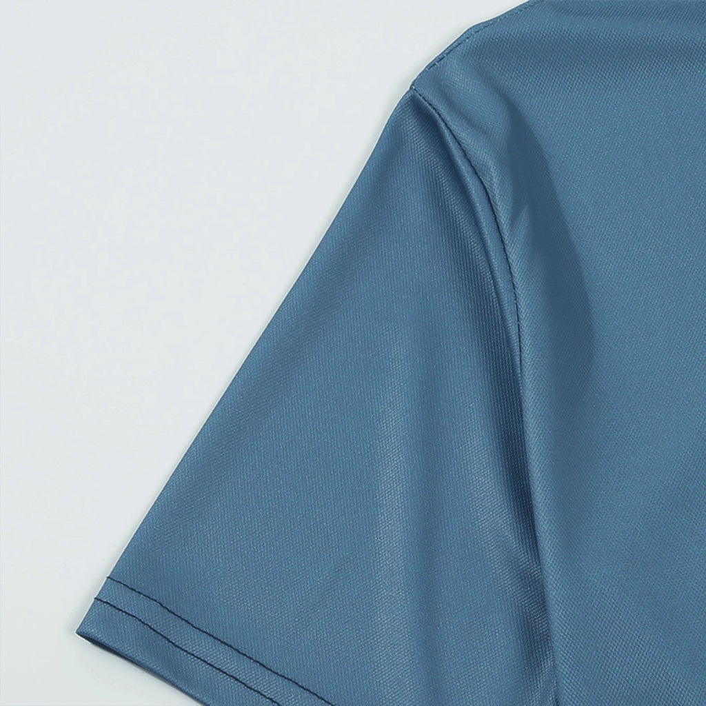 Men's Contrast Color Zipper Polo Shirt – Short Sleeve Lapel Golf Tee