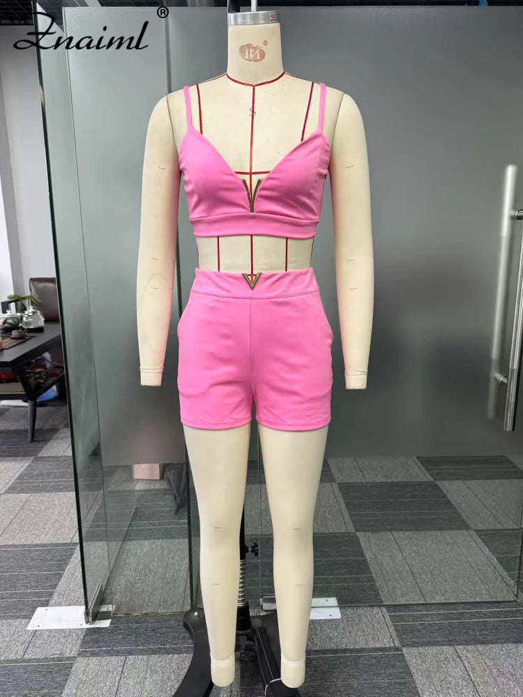 Znaiml Women's Fashion New Tank Top and Shorts 3 Pieces Set with Vest Coat Summer Casual Vacation Party Office Lady Outfits 2025