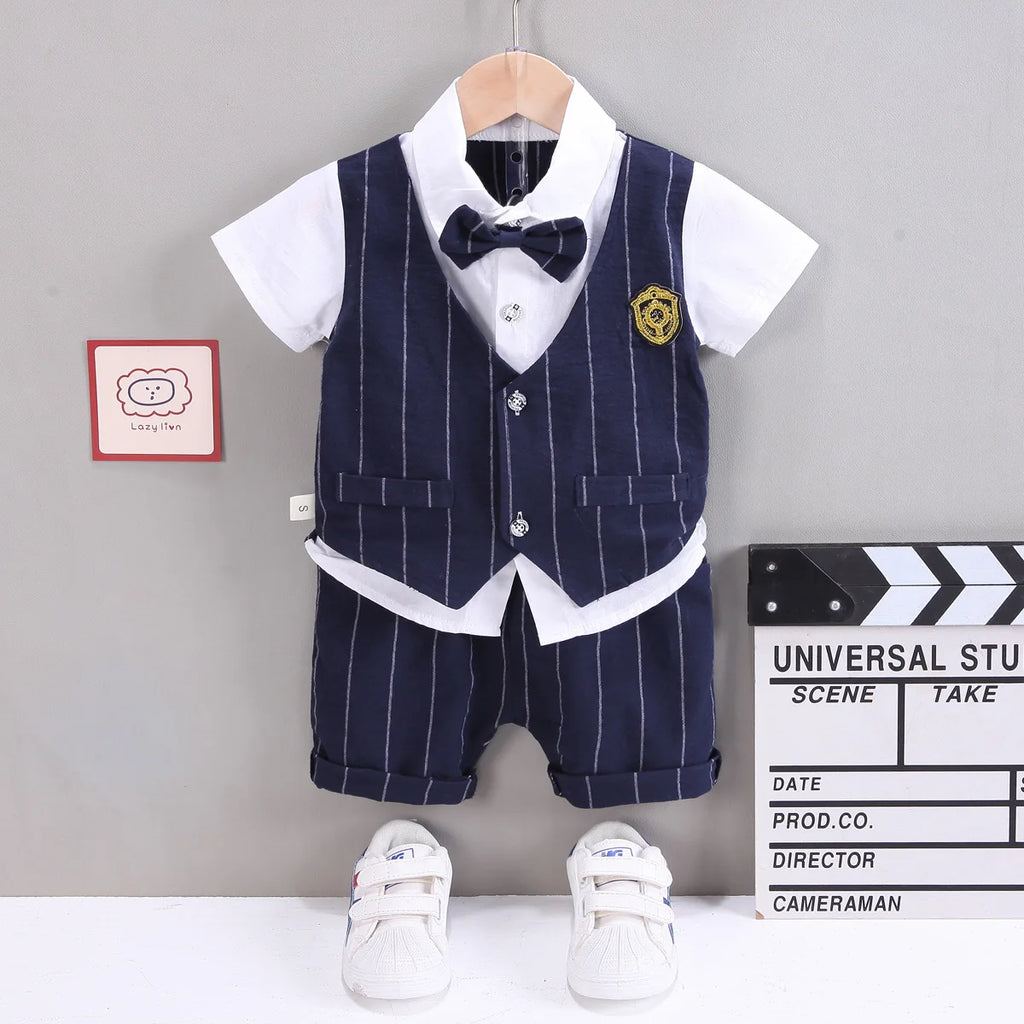 IENENS Baby Boys Short Sleeve Shirt + Shorts Suits Summer Birthday Party Clothes Sets 1 2 3 4 Years Kids Cotton Clothing Outfits