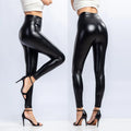 Glossy PU Leather Pants Women's Slim High Waist Bottom Lift Trouser Elastic Leggings Nightclub Party Wear Ladies Pencil Tights