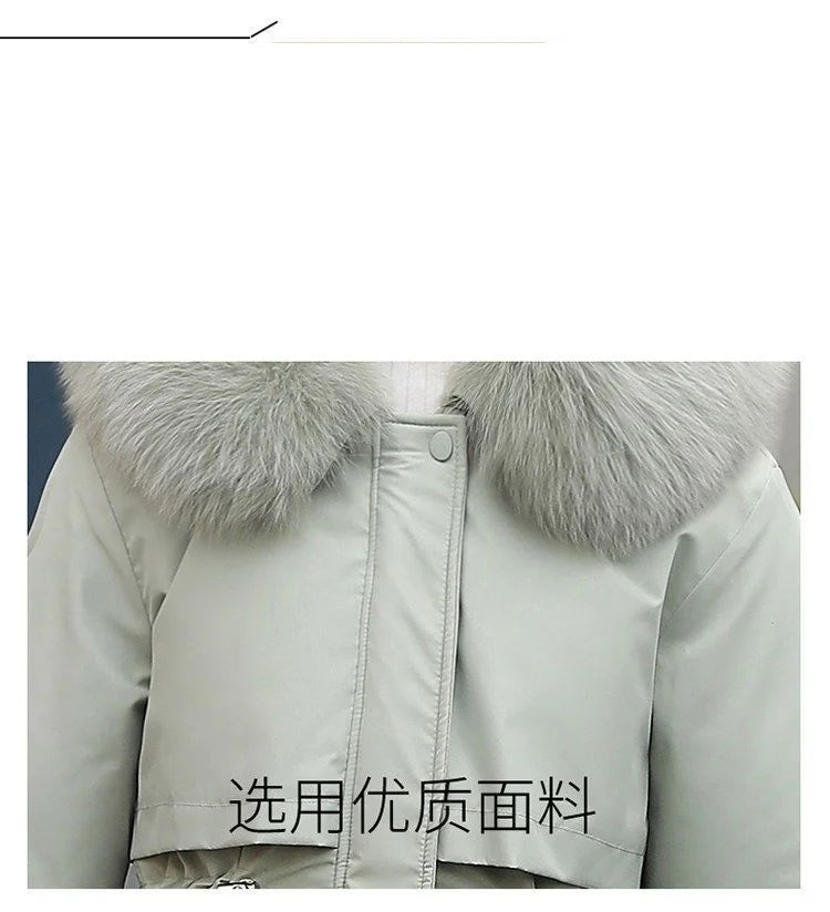 2025 Winter New Korean Edition Loose Thicken Cotton Jacket Women's Big Fur collar Hooded Coat Female Casual Warm Parker Overcoat