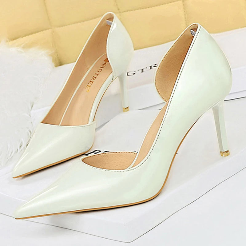 BIGTREE Shoes Patent Leather Heels 2025 Fashion Woman Pumps Stiletto Women Shoes Sexy Party Shoes Women High Heels 12 Colour