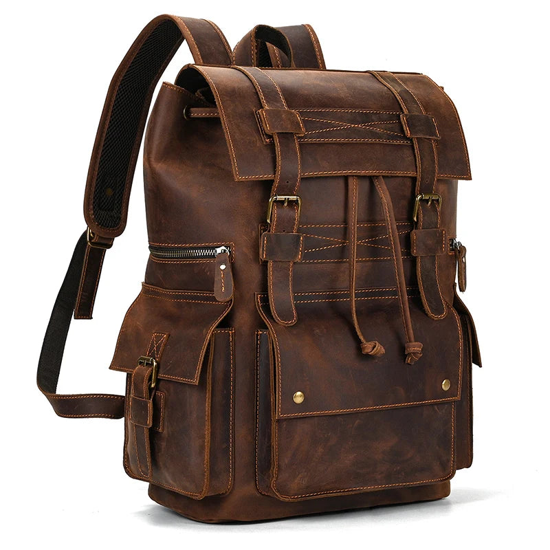 2025 New Arrivals Leather Backpack For Men Male Genuine Leather Laptop Travel Backpack 17 Inch Daypack Shoold Bag Men Male Large