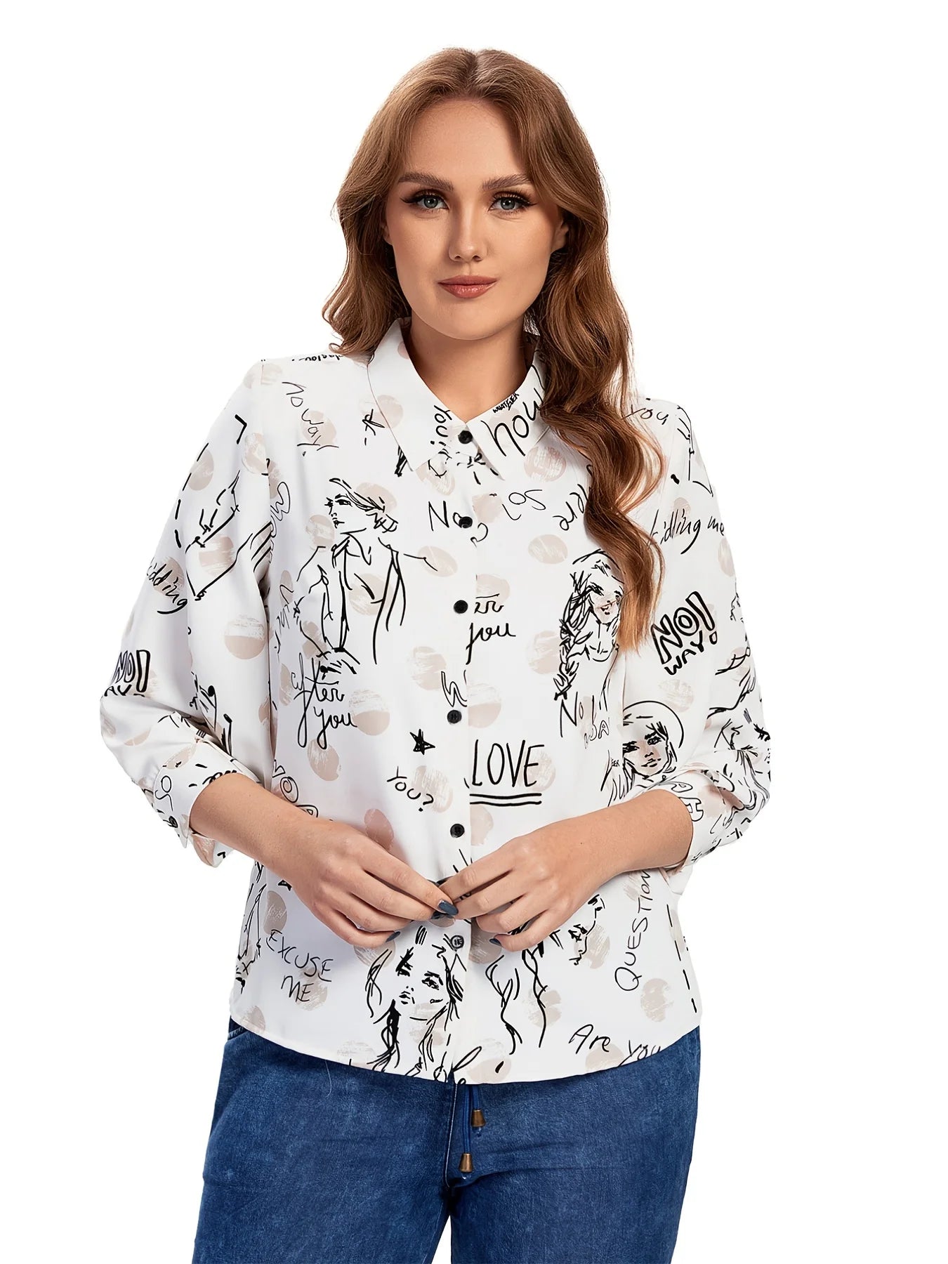 Women Plus Size Woven Spring And Summer Fashionable Shirt
