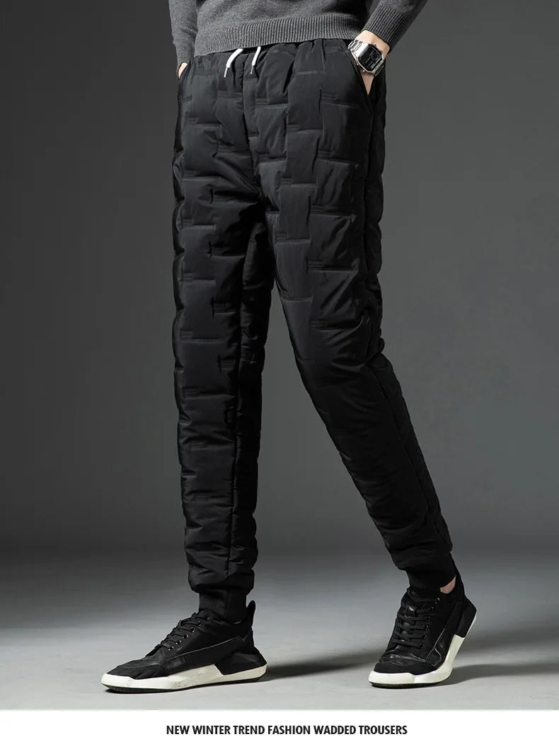2025 Winter Warm Pants Men's Thicken Dowm Cotton Pants Outdoor Casual Joggers Pants Windproof Waterproof Thermal Trousers Male