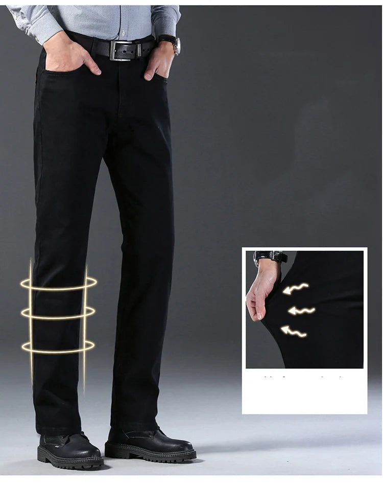 2024 New high-quality Fashion Casual Cotton Business Black  Denim Pants Male Trousers Men's Stretch Regular Fit Jeans