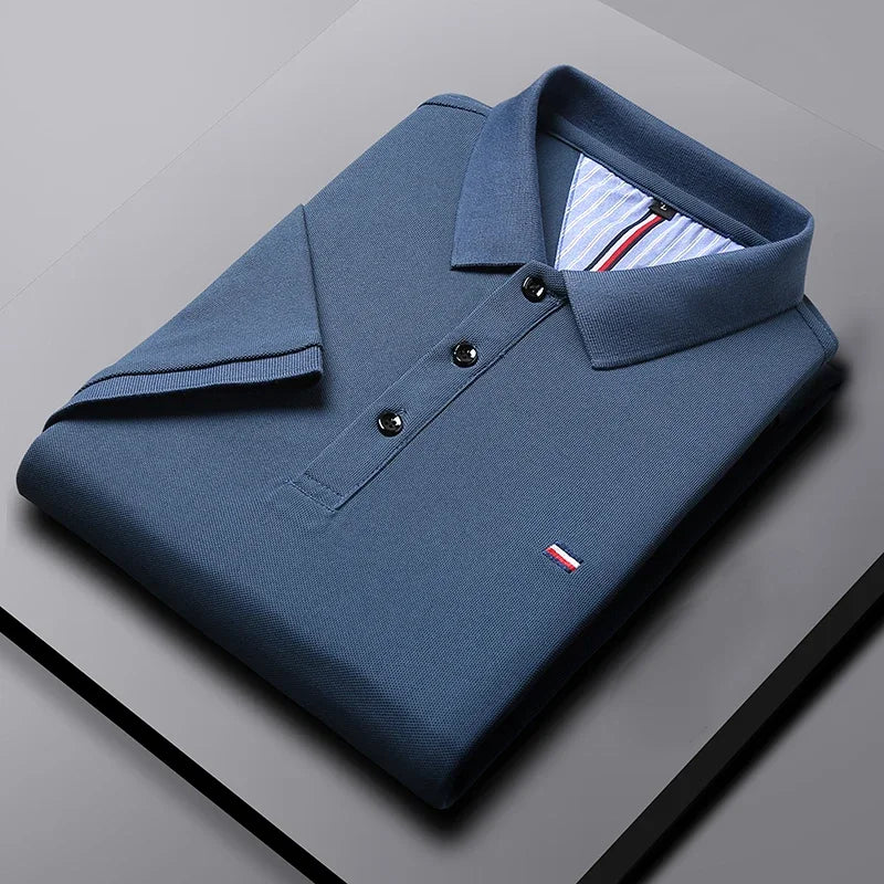 2025 New Cotton Summer Men's Casual Fashion Versatile Polo Shirt Breathable and comfortable embroidered top