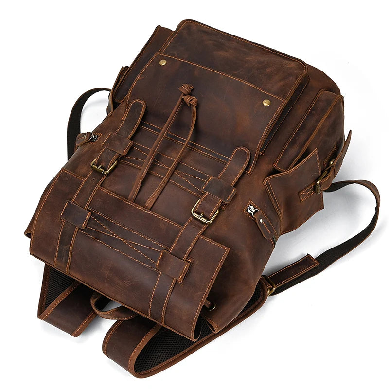 2025 New Arrivals Leather Backpack For Men Male Genuine Leather Laptop Travel Backpack 17 Inch Daypack Shoold Bag Men Male Large