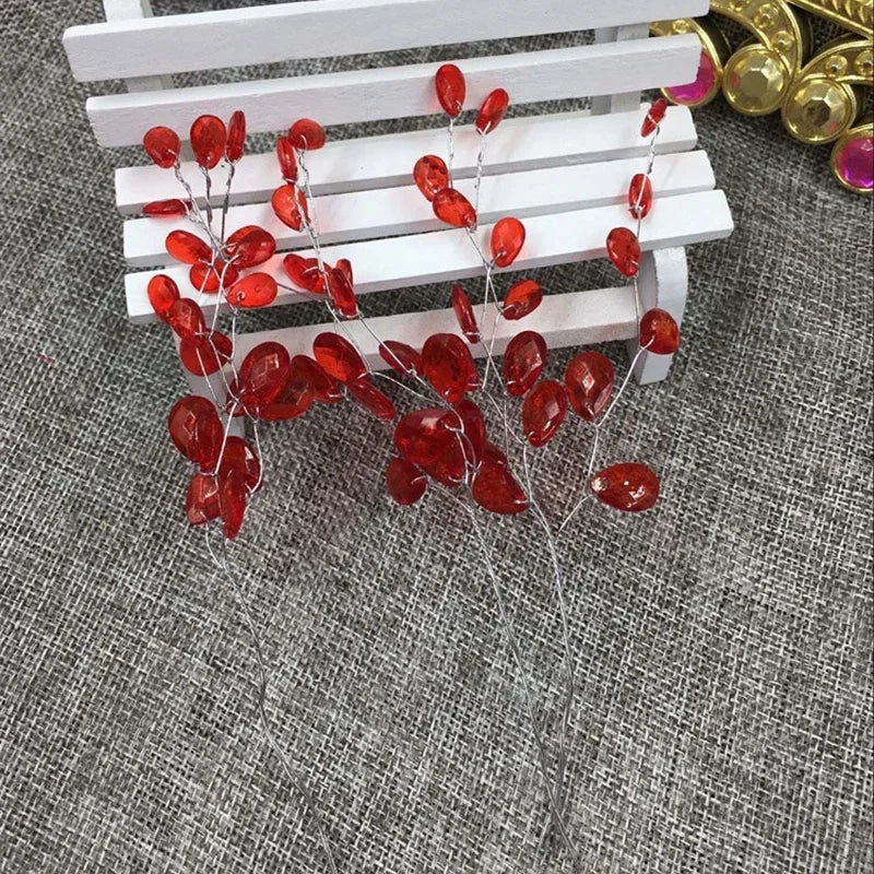 20Pcs Acrylic Flower Branch Artificial Flower Bouquet Crystal Flowers Colorful String Wedding Party Home Craft Decoration Crafts