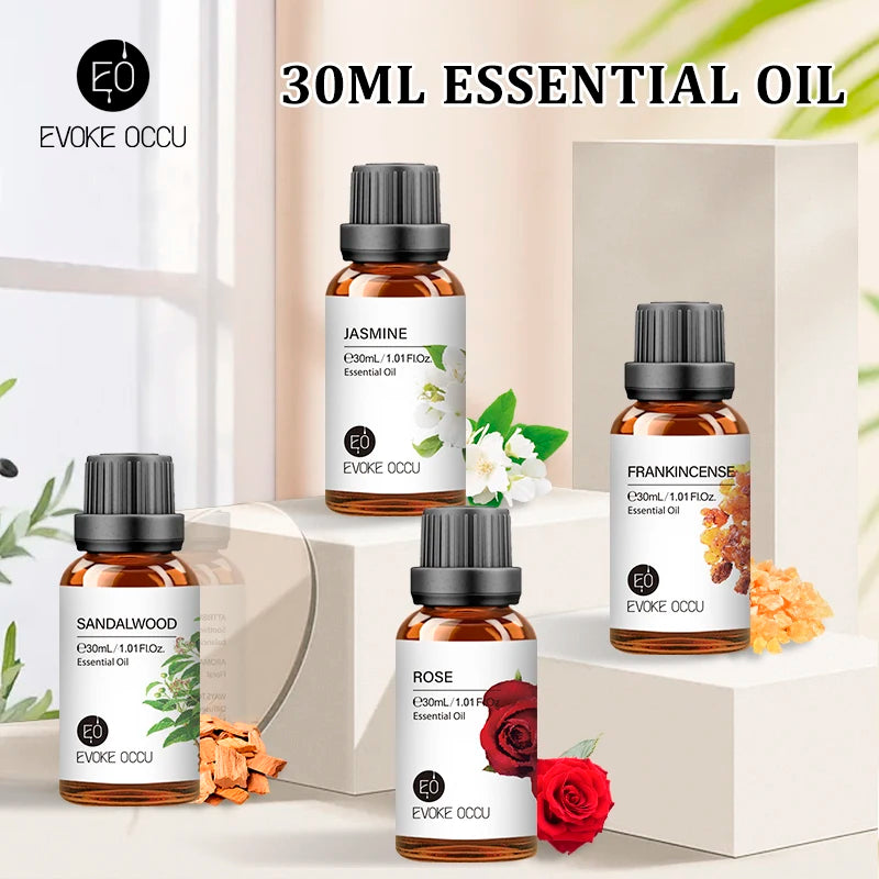 30ML Pure Jasmine Rose Mint Lavender Vanilla Essential Oil for Diffuser, Humidifier, Massage, Skin Hair Care, Soap Candle Making
