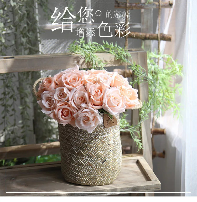 9 Head Artificial Bouquet Rose Bouquet Wedding Decor Artificial Flower Home Decoration Accessories Silk Flowers
