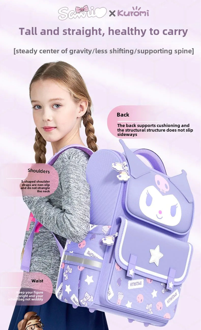 Cute Sanrio cartoon My Melody Kuromi Hello Kitty backpack Student large capacity spine protection and burden reduction backpack
