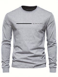 Men's Spring And Fall Fashion Casual Long-sleeved T-shirt Loose PARIS Letters Printed Pullover Round Neck Long Sleeve Sweatshirt