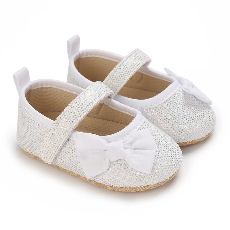 Newborn Toddler Baby Shoes Girl Baby Crib Shoes Princess Flower Bow Baby Cotton Sole First Walker Sneakers 0-18 Months