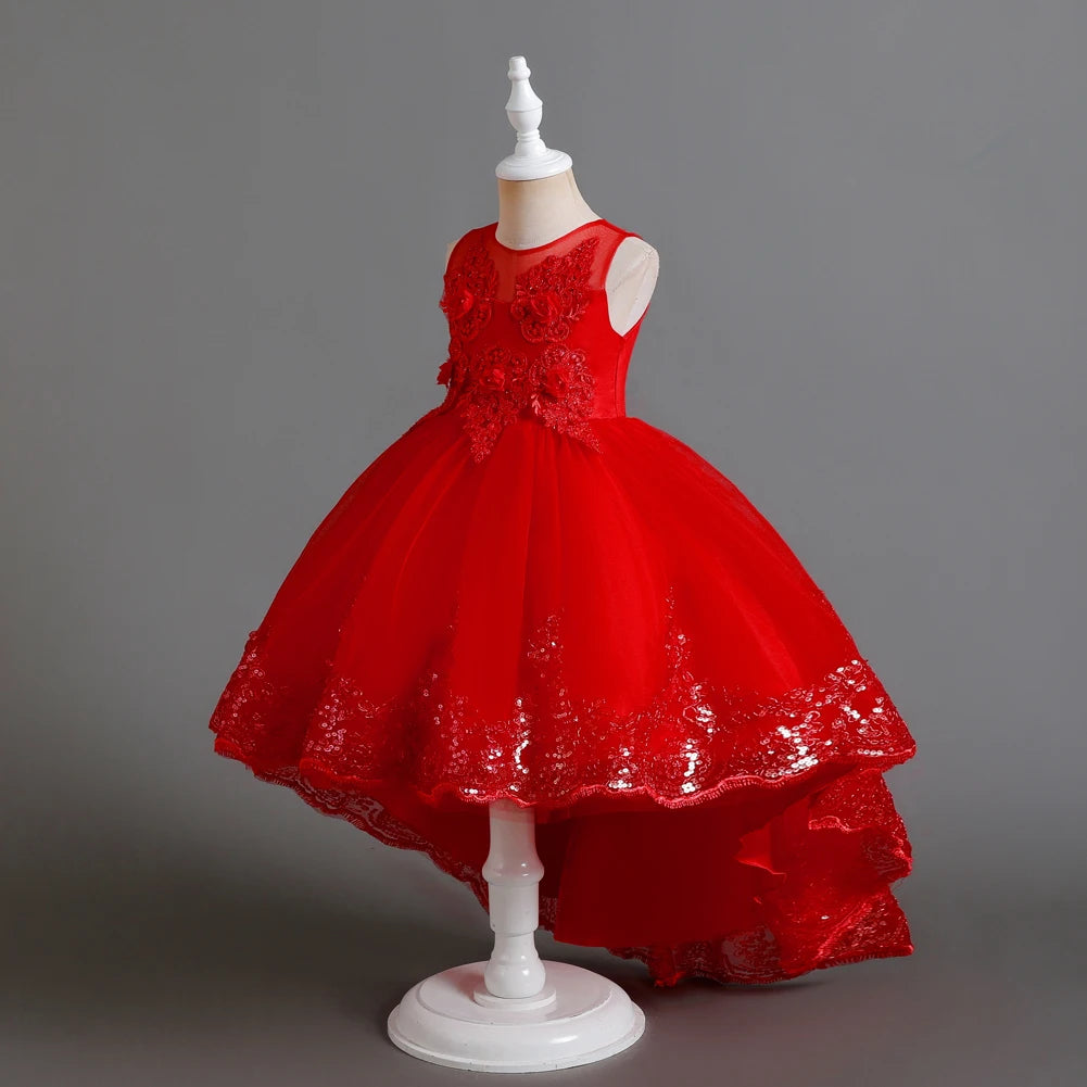 A train skirt Girl'S Sleeveless dresses  Tails Show dress Princess dress