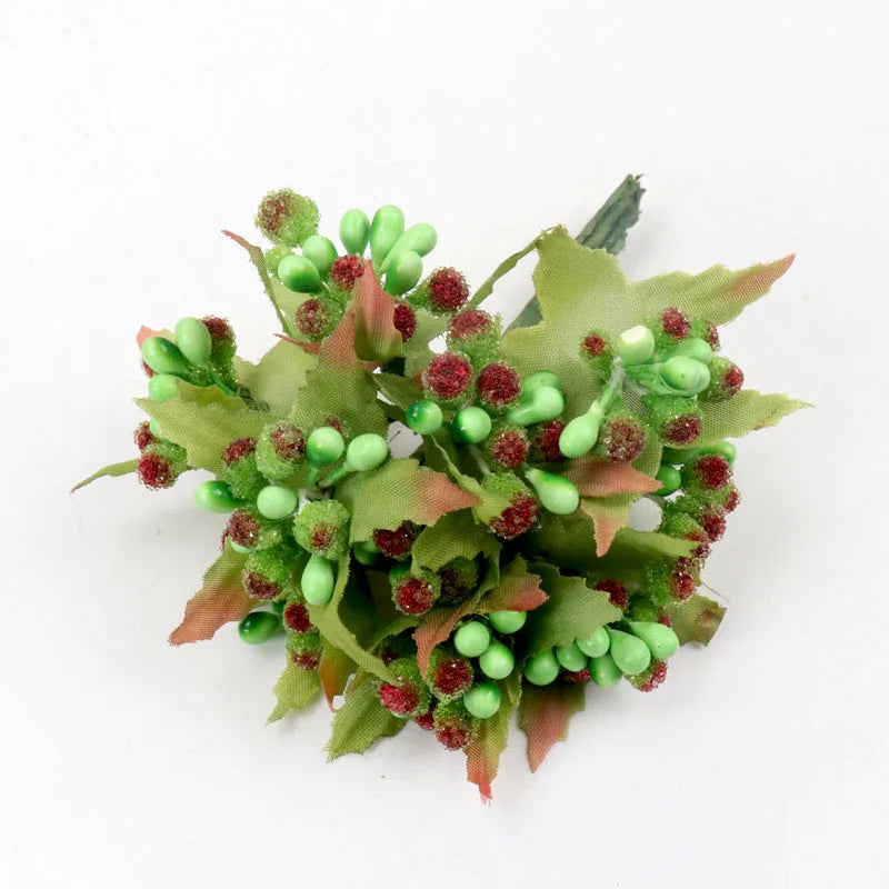 12pcs pearl Berry Artificial Stamen Flower For Wedding Home Decoration Pistil DIY wreath Scrapbooking Craft Fake Flowers