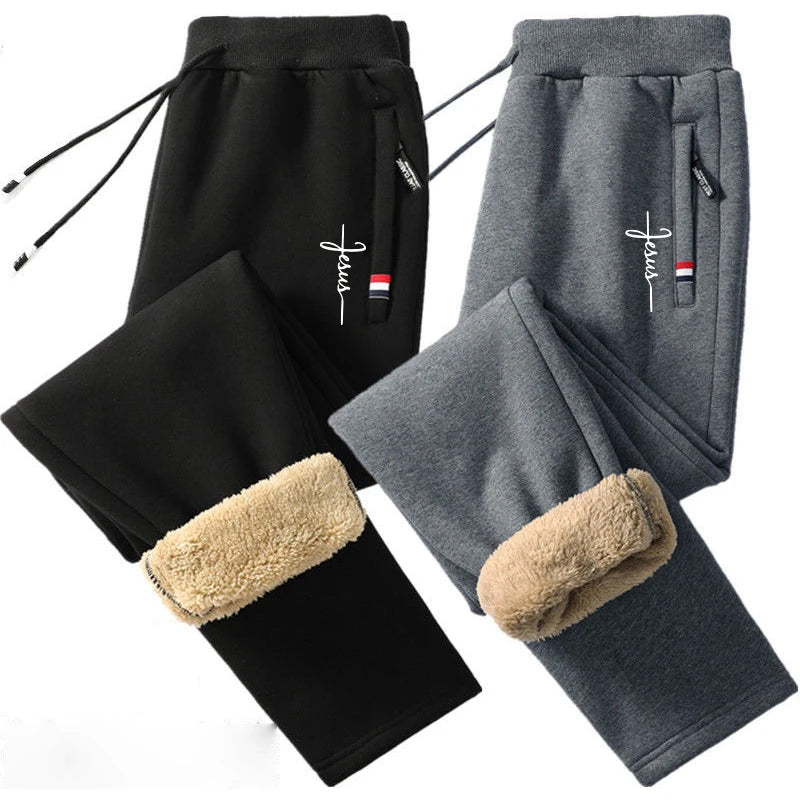 Winter Warm Pants Men's Thick Thermal Trousers Men Fitness Jogging Drawstring Pants Male Sweatpants M-5Xl