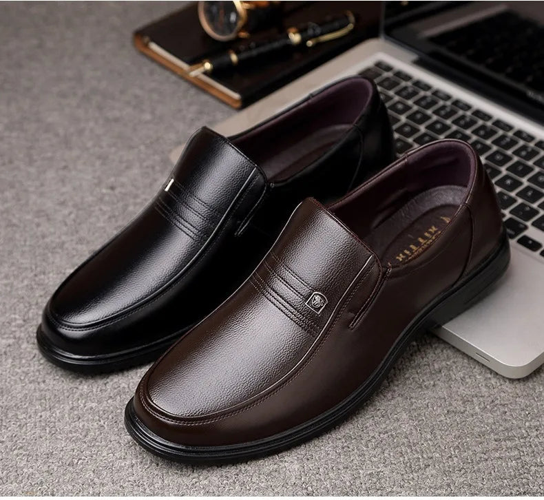 Leather Men Formal Shoes Luxury Brand 2025 Men's Loafers Dress Moccasins Breathable Slip on Black Driving Shoes Plus Size 37-46