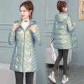 2023 New Winter Jacket Long Coats Women  Hooded Glossy DownCotton Jacket Warm Casual Parka Padded Cotton Coat Female