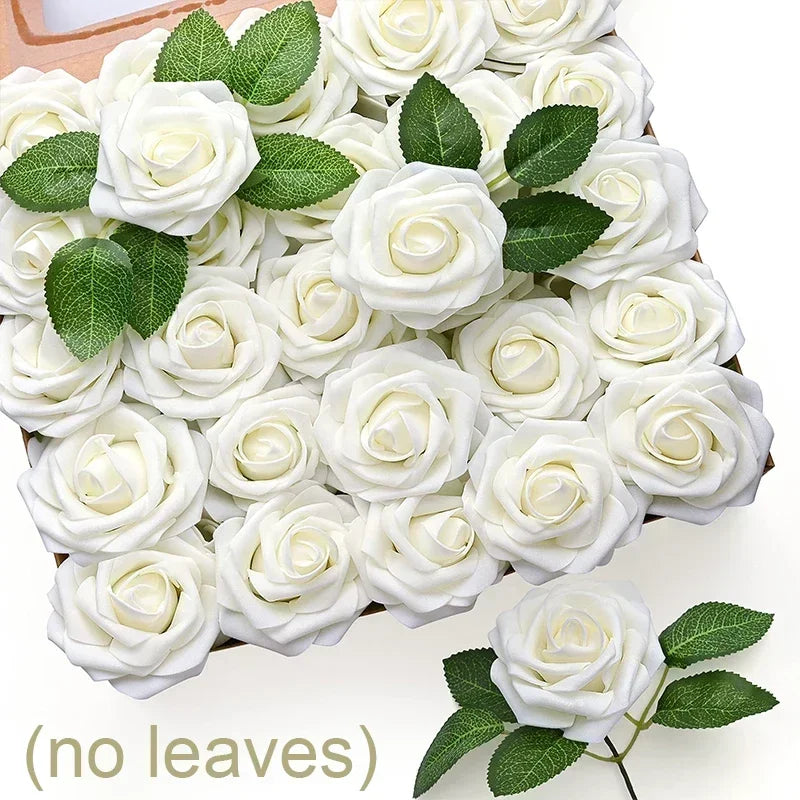 30/10PCS Artificial Foam Rose Flower Heads Bride Bouquet Flower for Home Wedding Party Table Decoration DIY Scrapbook Supplies