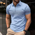 Men's Gradient Polo Shirt – 3D Print Short Sleeve Zip Collar Tee for Summer
