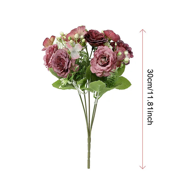 Artificial Hydrangea Flowers Rose Silk Flowers for Wedding Desk Room Party DIY Bouquet Decor Fake Flower Arrangements Home Decor
