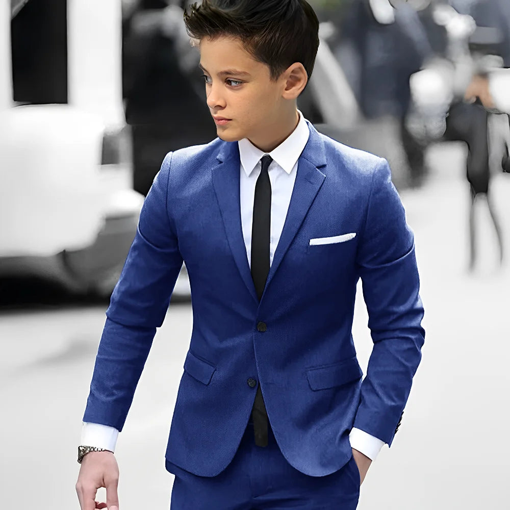 2 Piece Light Gray Boy Tuxedos For Wedding Notched Lapel Custom Kids Trim Fit Groomsmen Boy Suits