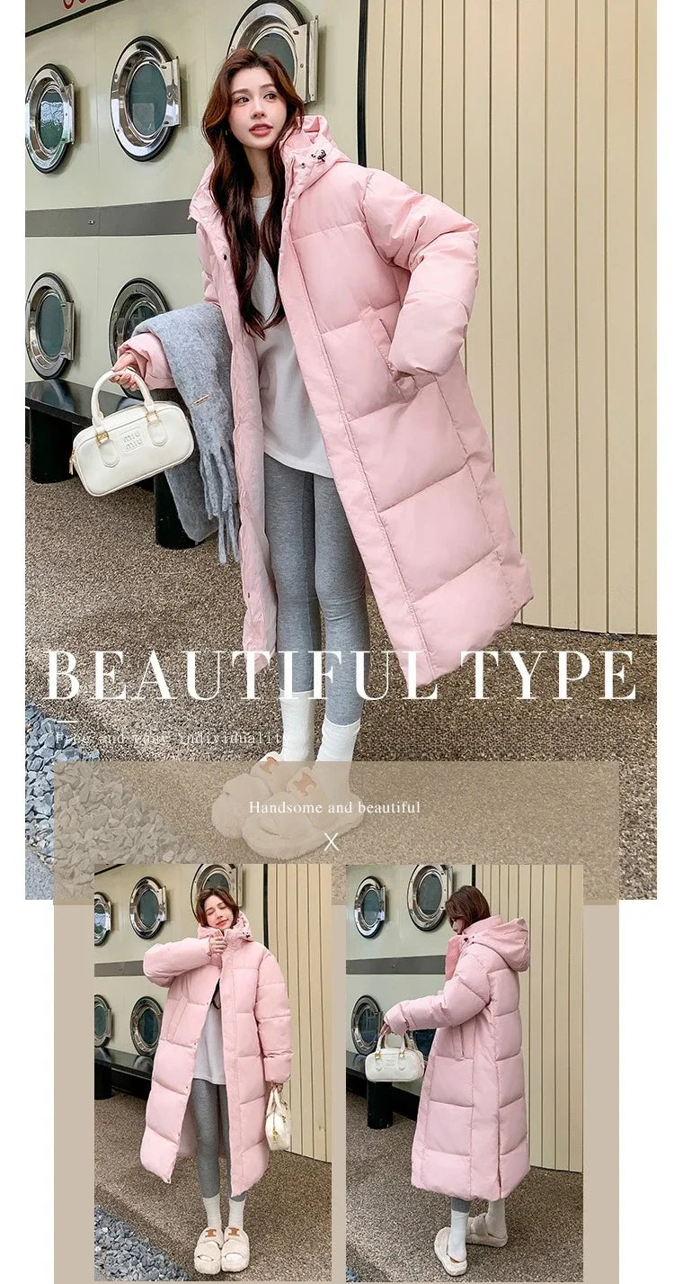 2025 Winter Women Jacket Coats Long Parkas Female Down Cotton Hooded Overcoat Thick Warm Jackets Windproof Casual Student Coat