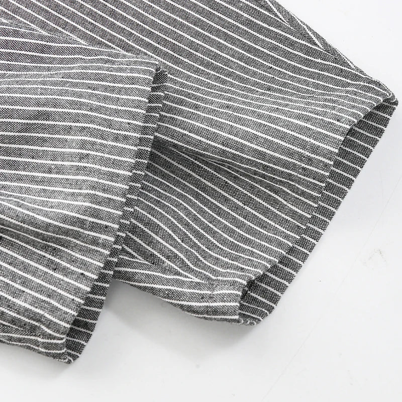 Children's Retro Striped Cotton And Linen Pant Spring Autumn New Japanese Boys And Girls Casual Loose Wide-Leg Pants WTP122