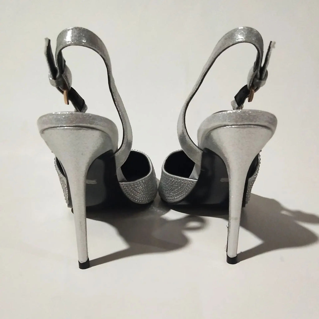 2025Women's Sexy Silk Rhinestone Pumps Belt Buckle Back Hollow Pointed Toe Thin Heel Sandals Pumps Female High Heels Party Shoes