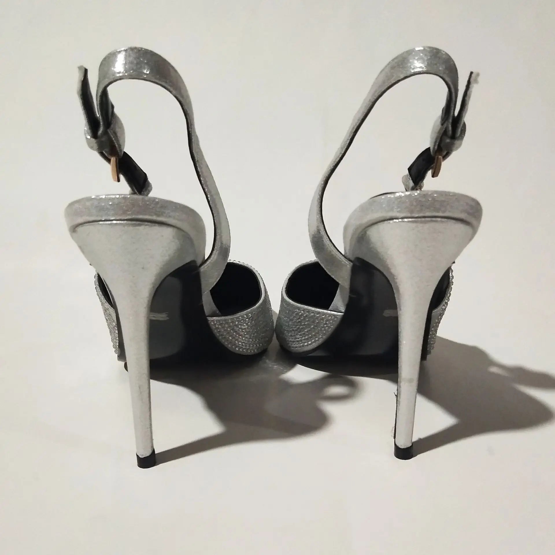 2025Women's Sexy Silk Rhinestone Pumps Belt Buckle Back Hollow Pointed Toe Thin Heel Sandals Pumps Female High Heels Party Shoes