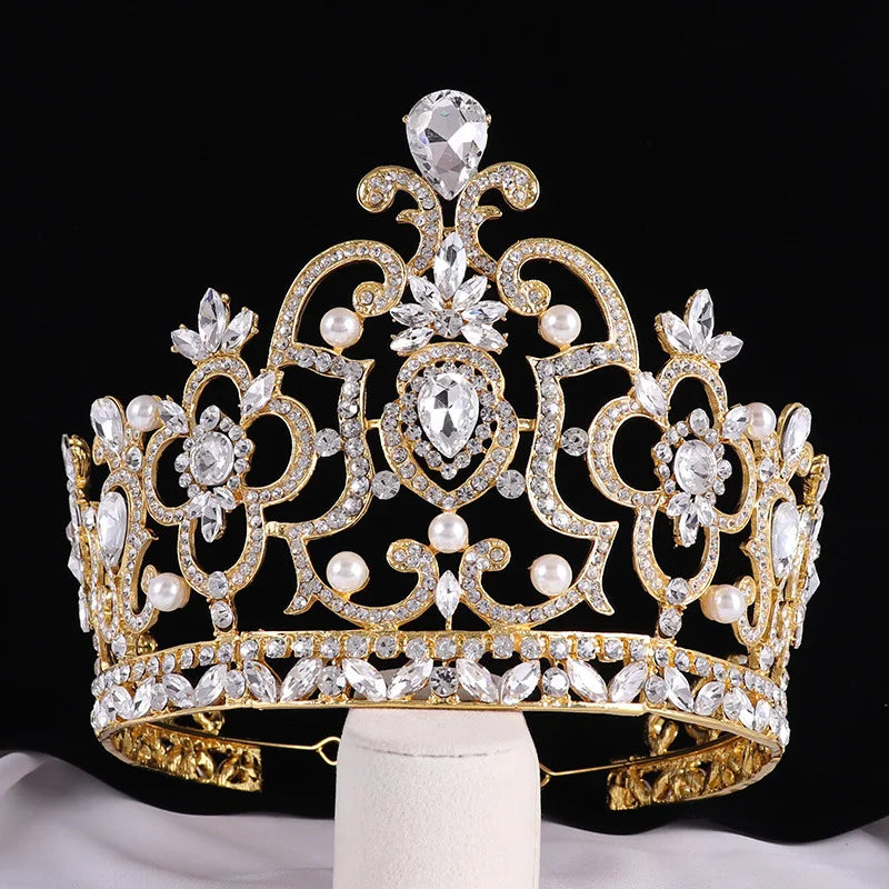 Fashion Wedding Big Crown Bridal Hair Accessories Vintage Big Rhinestone Headbands Romantic Crown Tiaras Party Decoration